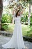 Robe de mariée vintage ceinture en étoffe avec zip de traîne courte a-ligne - 4