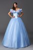 Abito Quinceanera Lungo con Perline Ball Gown Fuori dalla spalla A Terra - 1