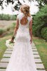 Robe de mariée chic appliques de traîne moyenne v encolure avec manche courte - 2