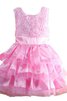 Abito da Cerimonia Bambini Senza Maniche Cerniera A-Line in Taffeta con Fiore in Tulle - 1