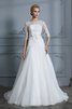 Robe de mariée en dentelle avec nœud boutonné brillant simple - 1