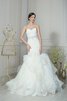 Abito da Sposa A Terra con Increspature in Organza con Perline con Increspato Naturale - 1