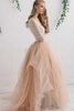 Abito da Sposa Vintage in Tulle A-Line con Seghettato V-Scollo Asimmetrici - 5