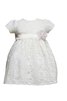 Robe de cortège enfant encolure ronde avec décoration dentelle avec fleurs avec manche courte - 2