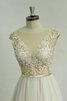 Robe de mariée vintage facile plissage textile en tulle avec manche épeules enveloppants - 3