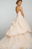 Abito da Sposa Schiena Nuda in Tulle Ball Gown con Stropicciato Cuore Senza Maniche - 2