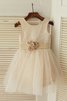 Robe de cortège enfant naturel textile en tulle avec ruban a-ligne de princesse - 1