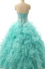 Organza Spitze Duchesse-Linie Reißverschluss Perlenbesetztes langes Quinceanera Kleid - 2