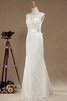 Meerjungfrau Stil Schaufel-Ausschnitt konservatives luxus Brautkleid mit Gürtel mit Bordüre - 3
