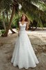 Abito da Sposa con Perline Semplice con Applique A-Line Lungo A Terra - 1