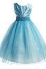 Abito da Cerimonia Bambini con Manica Corte Tondo Senza Maniche Ball Gown con Fiocco in Raso - 1