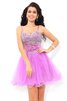 Robe de cocktail solennelle courte pailleté de princesse avec sans manches - 1