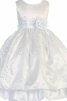 Robe de cortège enfant pailleté avec fleurs encolure ronde avec manche épeules enveloppants - 1