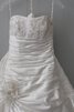 Abito da Sposa Senza Maniche A Terra A-Line Naturale con Fiore in Taffeta - 5