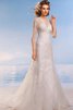 Abito da Sposa A Terra in pizzo Elegante Spazzola Treno A-Line conservatore - 1