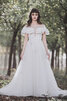 Robe de mariée de traîne courte avec manche courte en satin fait main longue - 1