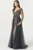 Robe de bal en satin extensible mignonne avec perles officiel longue - 7