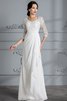 Abito da Sposa con Tre Quarti Lunghezza Maniche V-Scollo A Terra in Chiffon Naturale - 3