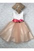 Robe de cortège enfant naturel de lotus au niveau de genou ligne a en tulle - 1