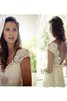 Abito da Sposa A-Line con Perline Elegante Spazzola Treno Naturale - 3