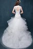 Abito da Sposa in Pizzo con Fiore con Perline in Organza in Tulle in Raso - 3