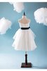 Abito da Cerimonia Bambini A-Line con Piega con Seghettato in Organza con Perline con Fiore - 3