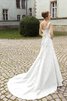 Abito da Sposa Naturale con Applique in Pizzo A-Line A Terra Allacciato - 2