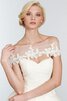 Abito da Sposa in Organza Schiena Nuda radiosa con Seghettato Naturale senza spalline - 3