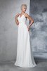 Abito da Sposa con Increspato Alta Vita in Chiffon Spazzola Treno A-Line - 5