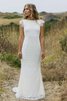 Robe de mariée classique simple romantique de traîne courte avec manche épeules enveloppants - 1