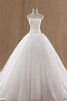 Abito da Sposa Naturale in Organza Ball Gown in Tulle in Pizzo Senza Maniche - 5