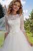 Abito da Sposa Ball Gown in pizzo Spazzola Treno decorato Allacciato con Applique - 3