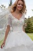 Abito da Sposa Shiena Sheer Naturale A Terra Elegante in Pizzo con Applique - 4