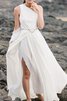 Abito da Sposa in Chiffon Cerniera A-Line Naturale con Perline a riva - 3