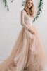 Abito da Sposa Vintage in Tulle A-Line con Seghettato V-Scollo Asimmetrici - 3