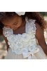 Robe de cortège enfant naturel en tulle de lotus ceinture en étoffe avec sans manches - 3