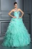 Robe de quinceanera longue de mode de bal en organza avec lacets avec sans manches - 5