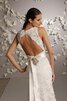 Abito da Sposa sensuale medievale Tubino in Pizzo con Fiore V-Scollo - 4