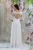 Robe de mariée simple plissé avec décoration dentelle col u profond jusqu'au sol - 2