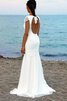 Robe de mariée avec manche courte de sirène col en bateau longueur au ras du sol - 3