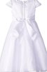 Robe de cortège enfant ligne a avec manche courte en satin col u profond avec nœud à boucles - 2