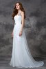 Abito da Sposa Lungo in Chiffon Formale Senza Maniche Spazzola Treno - 5