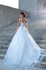 Abito da Sposa in Pizzo Coda A Strascico Cappella Ball Gown Cuore Alta Vita - 2