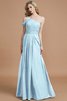 Robe demoiselle d'honneur naturel de princesse en chiffon jusqu'au sol a-ligne - 23