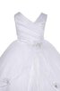 Robe de cortège enfant a-ligne asymétrique avec gradins v encolure ruché - 2