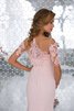 Robe de bal naturel plissage appliques avec zip avec manche courte - 2