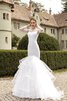 Abito da Sposa conservatore in Tulle Naturale Barchetta Buco Della Serratura Schiena Sirena - 1