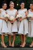 A Linie Prinzessin Knielanges Mini Brautjungfernkleid mit Schulterfreier Ausschnitt - 1