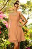 Robe demoiselle d'honneur bref naturel en chiffon avec fleurs a-ligne - 19