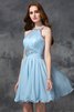 Robe de cocktail naturel de princesse avec sans manches avec perle en chiffon - 6